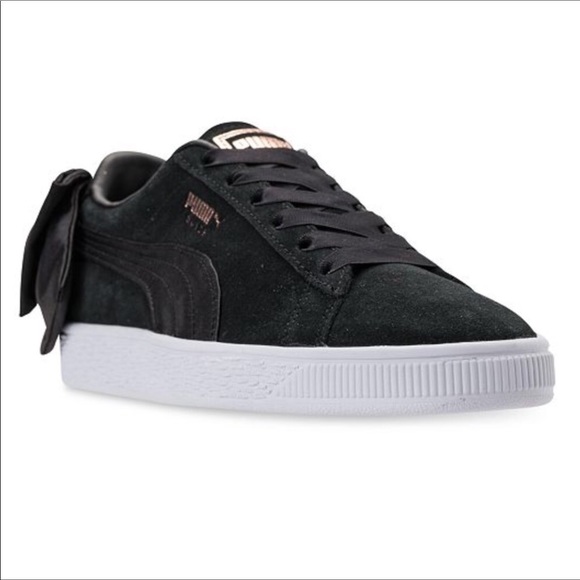 Puma Shoes - PUMA BLACK SUEDE BACK BOW SNEAKERS
